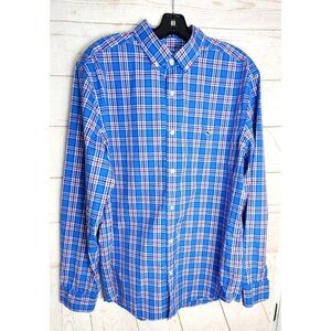 Vineyard Vines By Shep & Ian Classic Fit Tucker 100% Cotton Blue Plaid Shirt